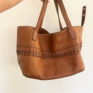 MaxMara Soft Brown Leather Tote or Shoulder Bag w Woven Details READ NOTES